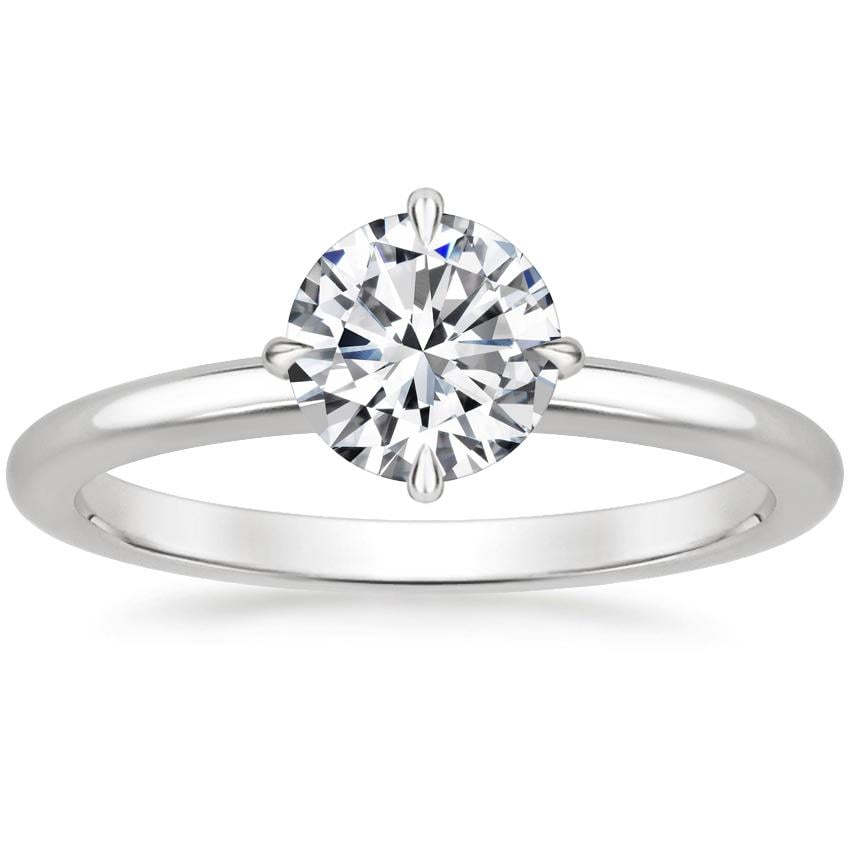 North Star Solitaire Engagement Ring 18K White Gold RD