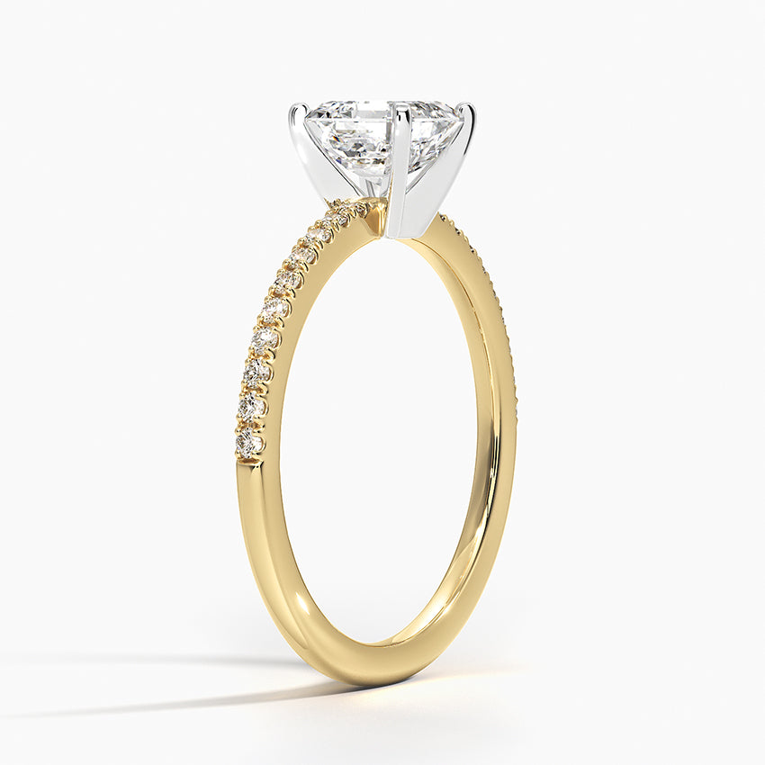 Ballad Half Coverage Diamond Ring (1/8 ct. tw.) Yellow Gold 18k Asscher Engagement Ring