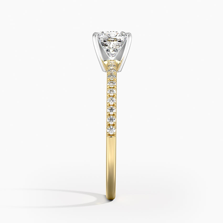 Ballad Half Coverage Diamond Ring (1/8 ct. tw.) Yellow Gold 18k Cushion Engagement Ring
