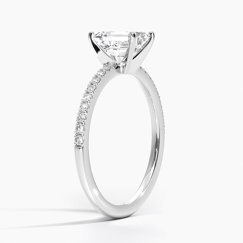 Ballad Half Coverage Diamond Ring (1/8 ct. tw.) Platinum Emerald Engagement Ring