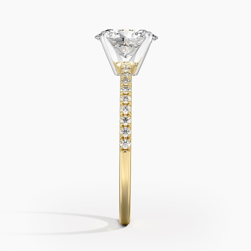 Ballad Half Coverage Diamond Ring (1/8 ct. tw.) Yellow Gold 18k Oval Engagement Ring
