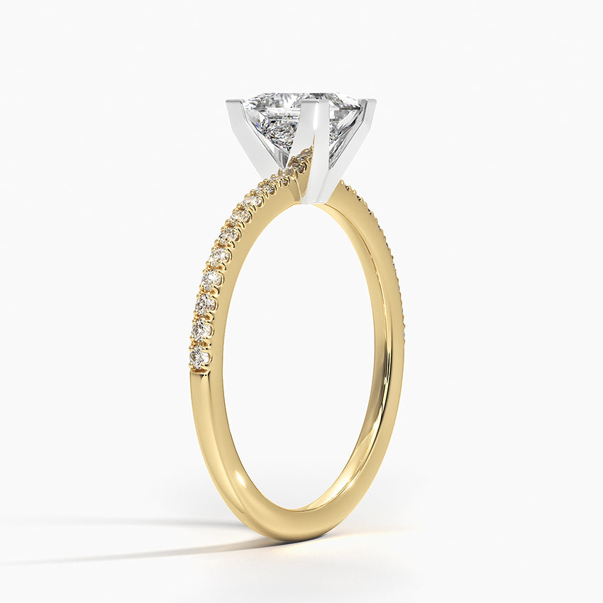 Ballad Half Coverage Diamond Ring (1/8 ct. tw.) Yellow Gold 18k Princess Engagement Ring