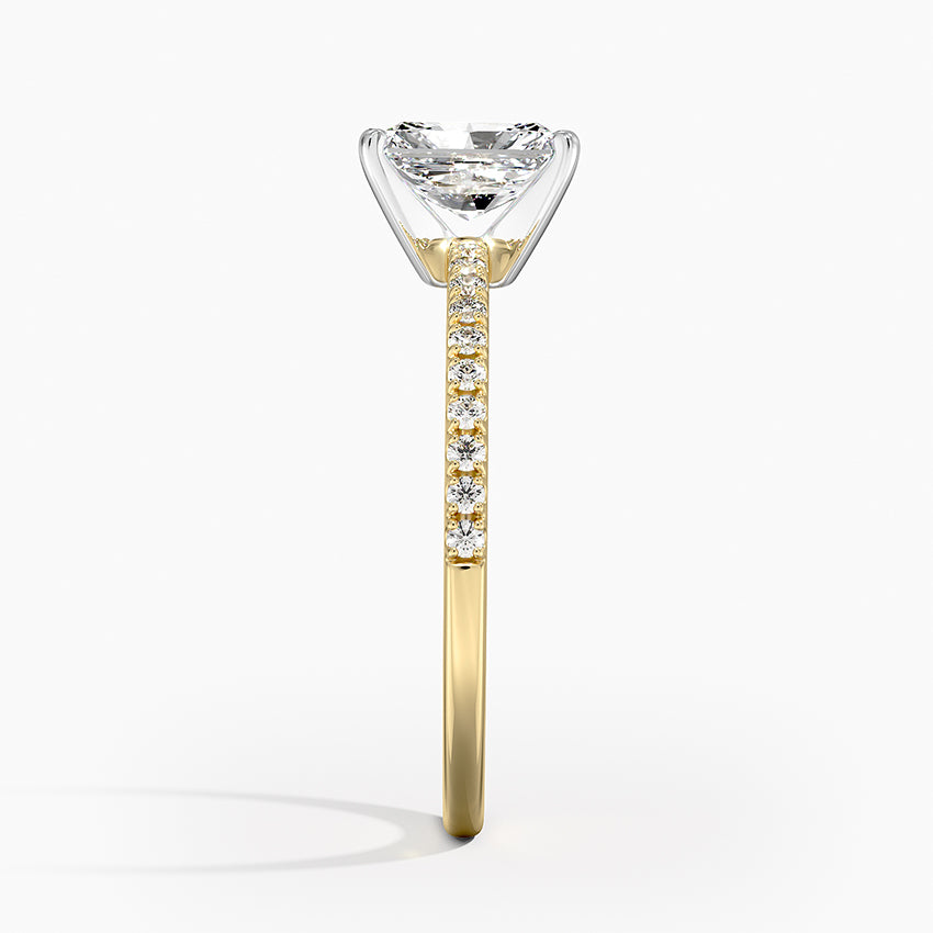 Ballad Half Coverage Diamond Ring (1/8 ct. tw.) Yellow Gold 18k Radiant Engagement Ring