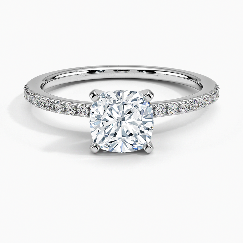 Ballad Half Coverage Diamond Ring (1/8 ct. tw.) Platinum Cushion Engagement Ring