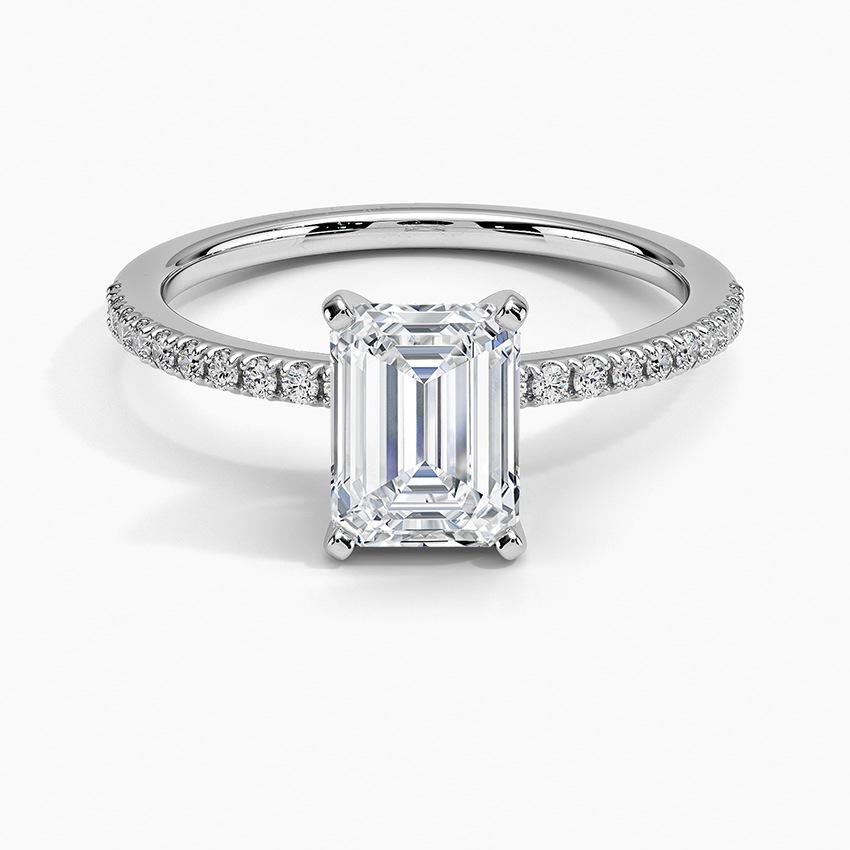 Ballad Half Coverage Diamond Ring (1/8 ct. tw.) Platinum Emerald Engagement Ring