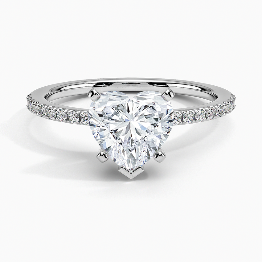 Ballad Half Coverage Diamond Ring (1/8 ct. tw.) Platinum Heart Engagement Ring
