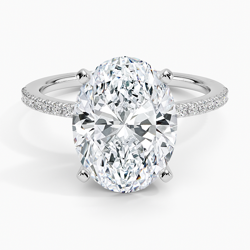 Ballad Half Coverage Diamond Ring (1/8 ct. tw.) Platinum Oval Engagement Ring