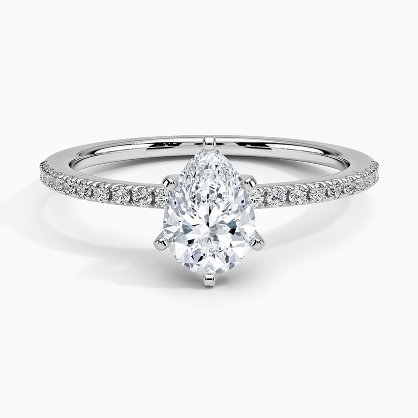 Ballad Half Coverage Diamond Ring (1/8 ct. tw.) Platinum Pear Engagement Ring