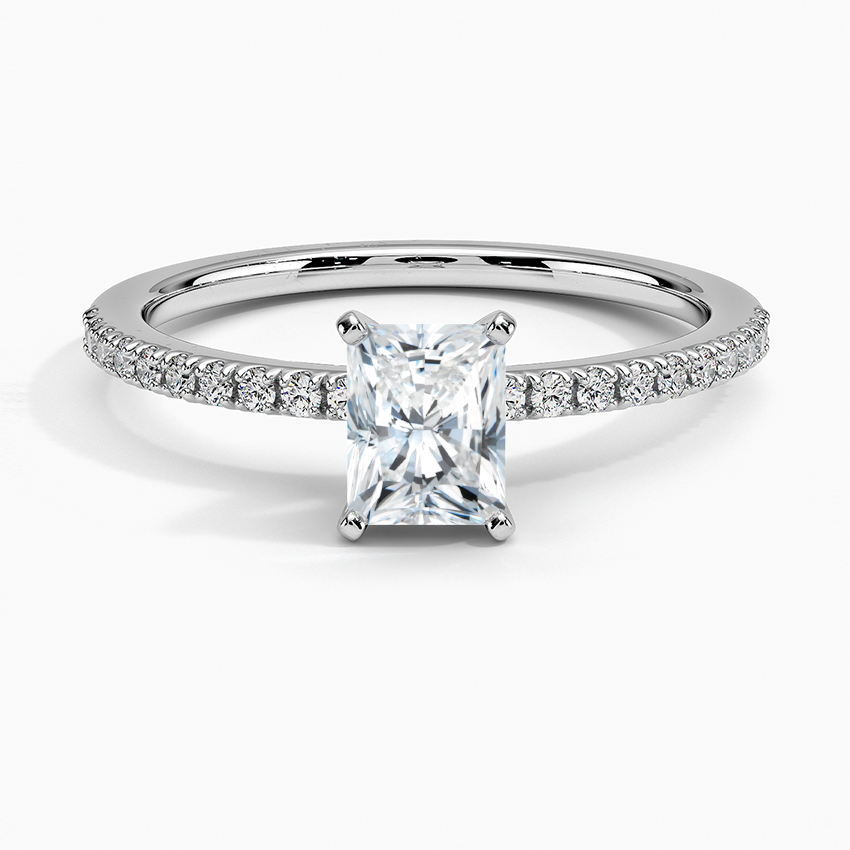 Ballad Half Coverage Diamond Ring (1/8 ct. tw.) Platinum Radiant Engagement Ring