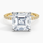 Ballad Half Coverage Diamond Ring (1/8 ct. tw.) Yellow Gold 18k Asscher Engagement Ring