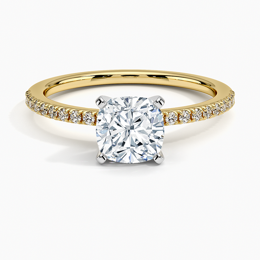Ballad Half Coverage Diamond Ring (1/8 ct. tw.) Yellow Gold 18k Cushion Engagement Ring