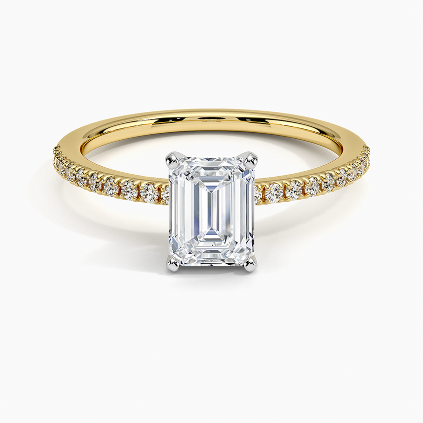 Ballad Half Coverage Diamond Ring (1/8 ct. tw.) Yellow Gold 18k Emerald Engagement Ring