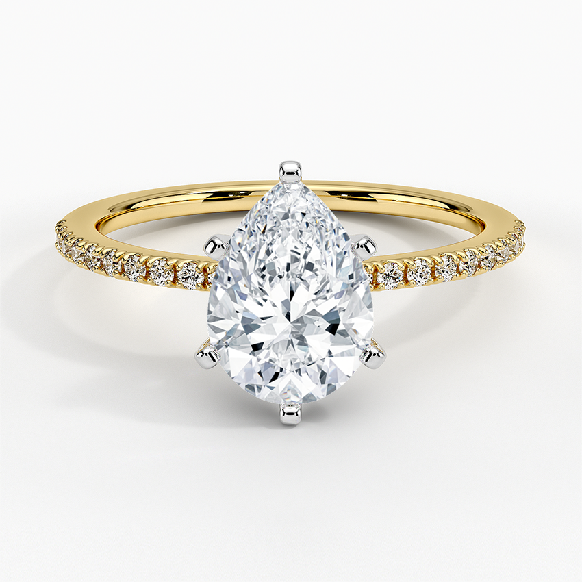 Ballad Half Coverage Diamond Ring (1/8 ct. tw.) Yellow Gold 18k Pear Engagement Ring