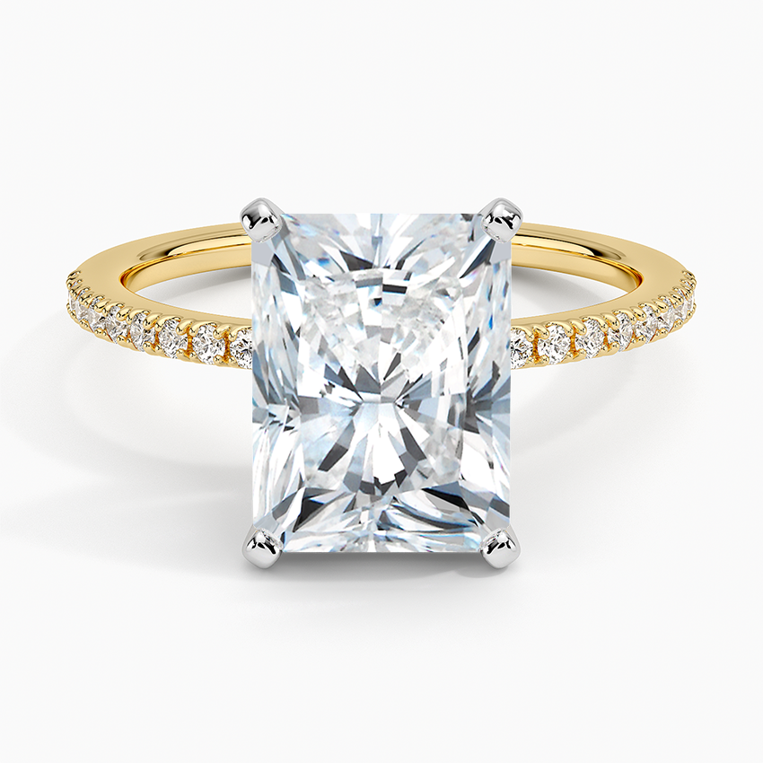 Ballad Half Coverage Diamond Ring (1/8 ct. tw.) Yellow Gold 18k Radiant Engagement Ring