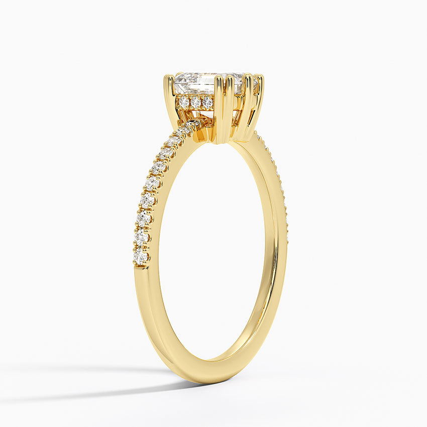 Luxe Kalina Hidden Halo Diamond Ring Yellow Gold 18k Asscher Engagement Ring