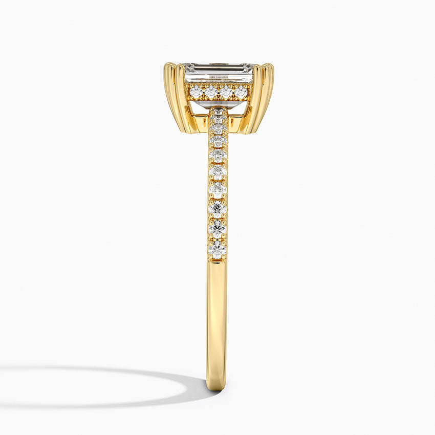 Luxe Kalina Hidden Halo Diamond Ring Yellow Gold 18k Emerald Engagement Ring