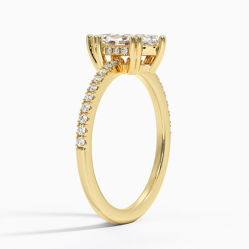 Luxe Kalina Hidden Halo Diamond Ring Yellow Gold 18k Marquise Engagement Ring