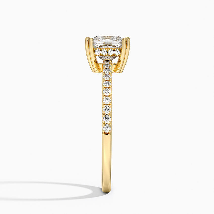 Luxe Kalina Hidden Halo Diamond Ring Yellow Gold 18k Princess Engagement Ring