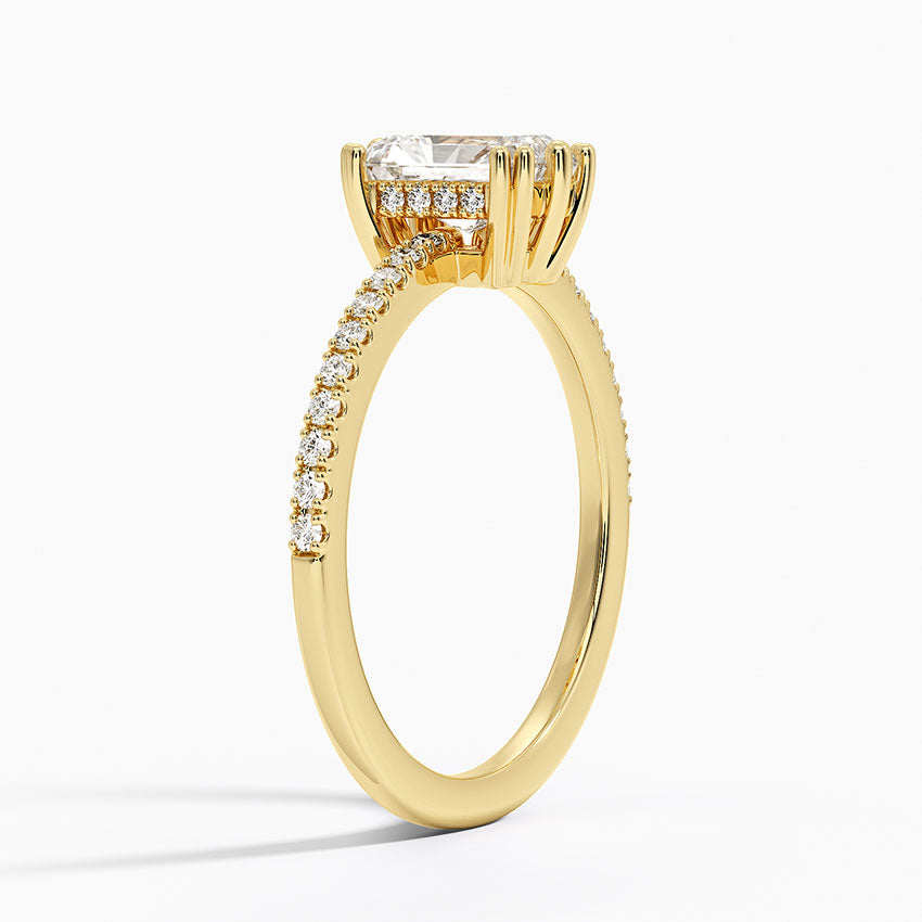 Luxe Kalina Hidden Halo Diamond Ring Yellow Gold 18k Radiant Engagement Ring