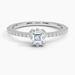 Luxe Kalina Hidden Halo Diamond Ring Platinum Asscher Engagement Ring