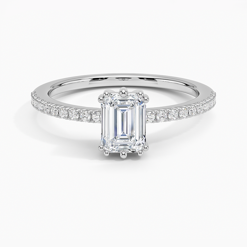 Luxe Kalina Hidden Halo Diamond Ring Platinum Emerald Engagement Ring