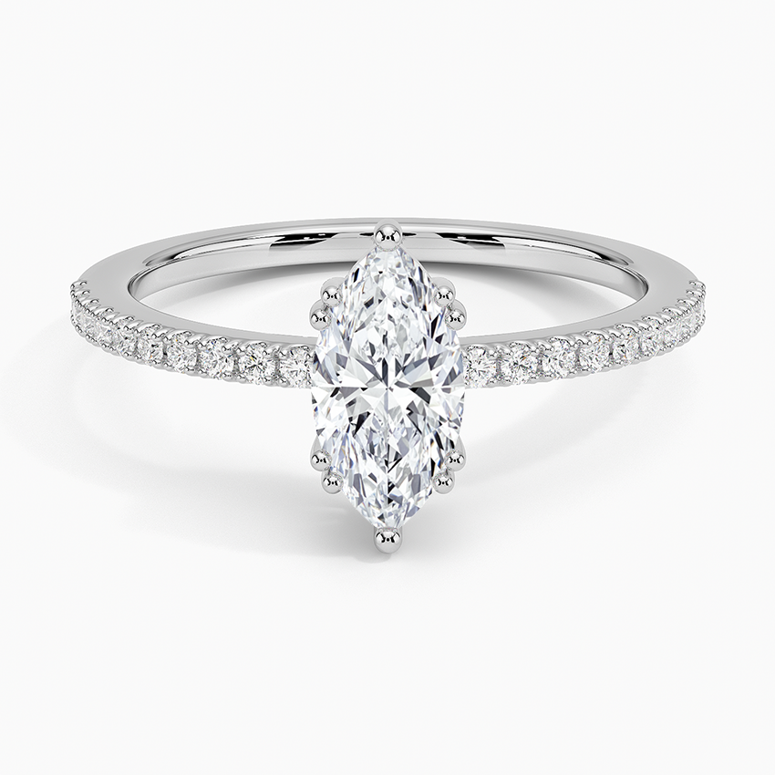 Luxe Kalina Hidden Halo Diamond Ring Platinum Marquise Engagement Ring
