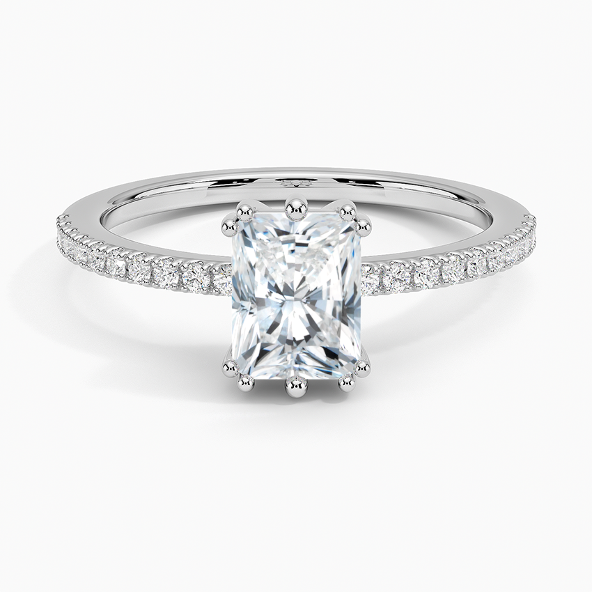 Luxe Kalina Hidden Halo Diamond Ring Platinum Radiant Engagement Ring