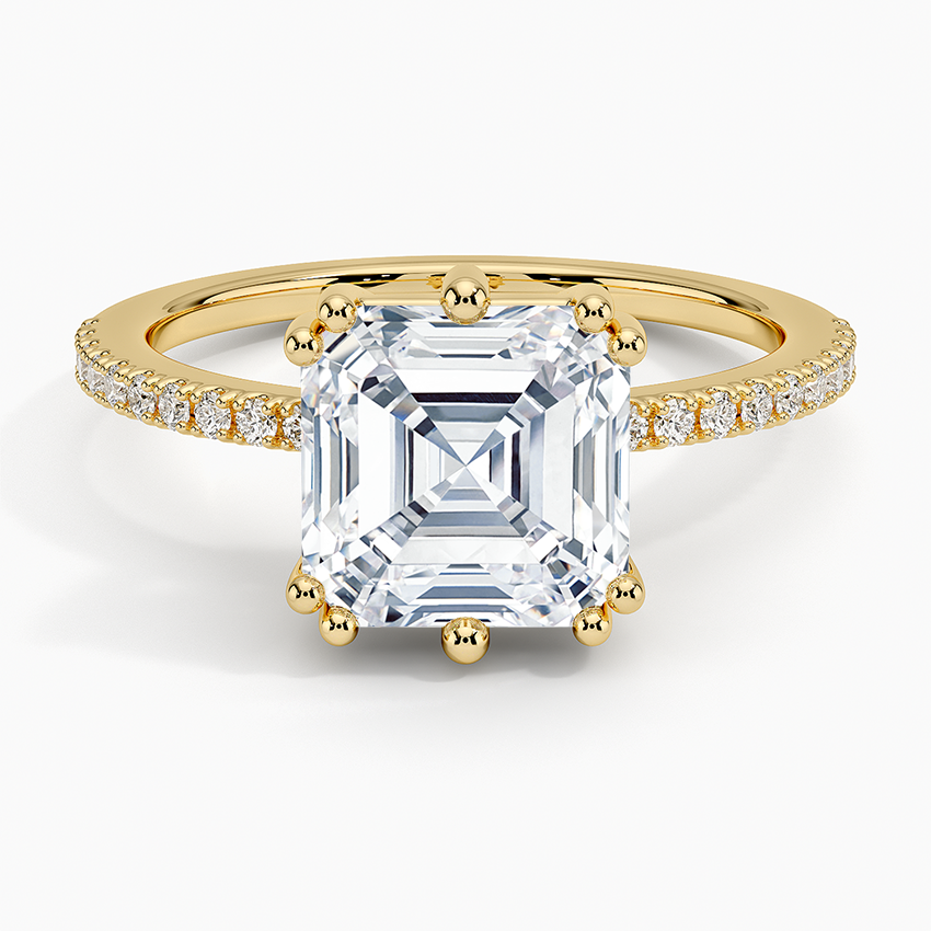Luxe Kalina Hidden Halo Diamond Ring Yellow Gold 18k Asscher Engagement Ring