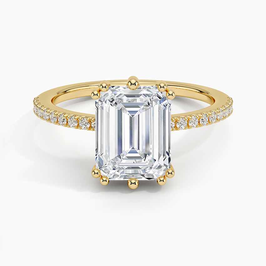 Luxe Kalina Hidden Halo Diamond Ring Yellow Gold 18k Emerald Engagement Ring