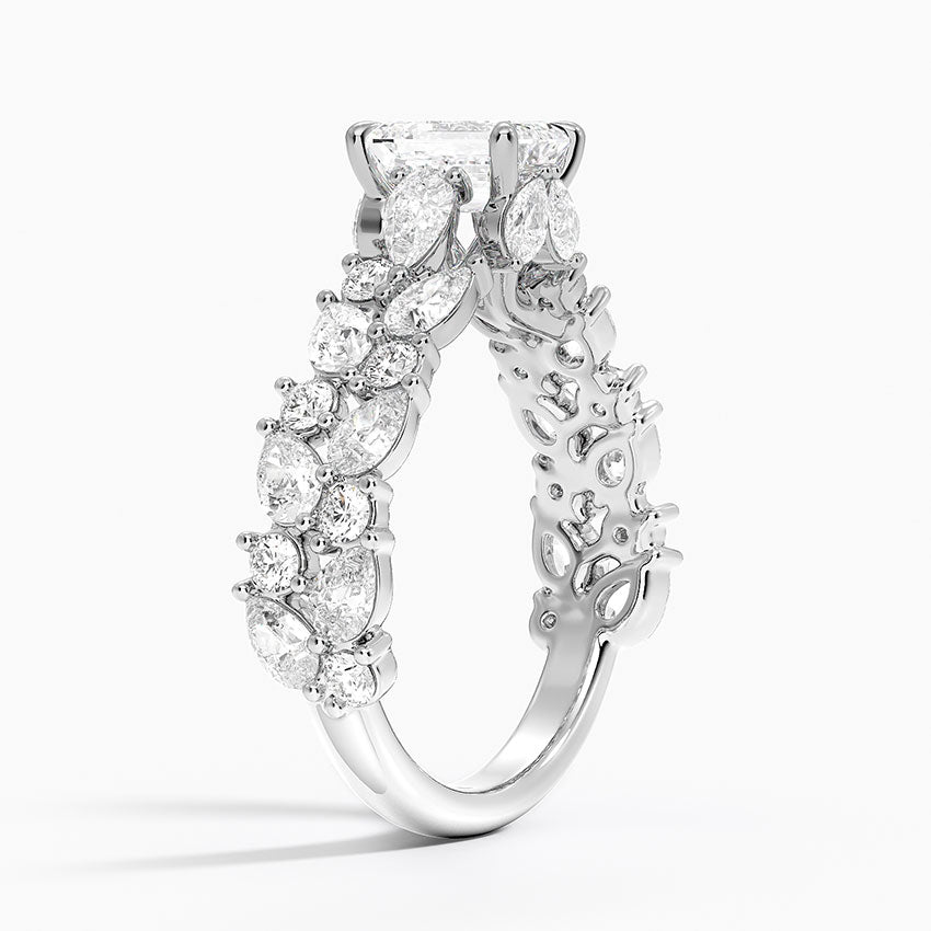 Olivetta Double Row Diamond Ring (2 1/2 ct. tw.) Platinum Emerald Engagement Ring