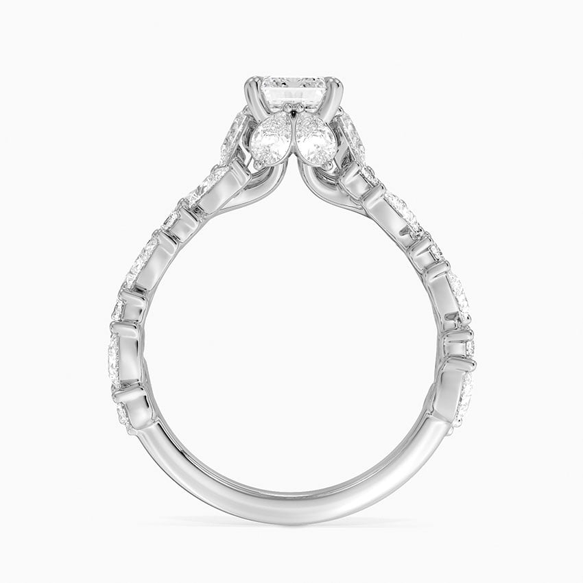Olivetta Double Row Diamond Ring (2 1/2 ct. tw.) Platinum Emerald Engagement Ring