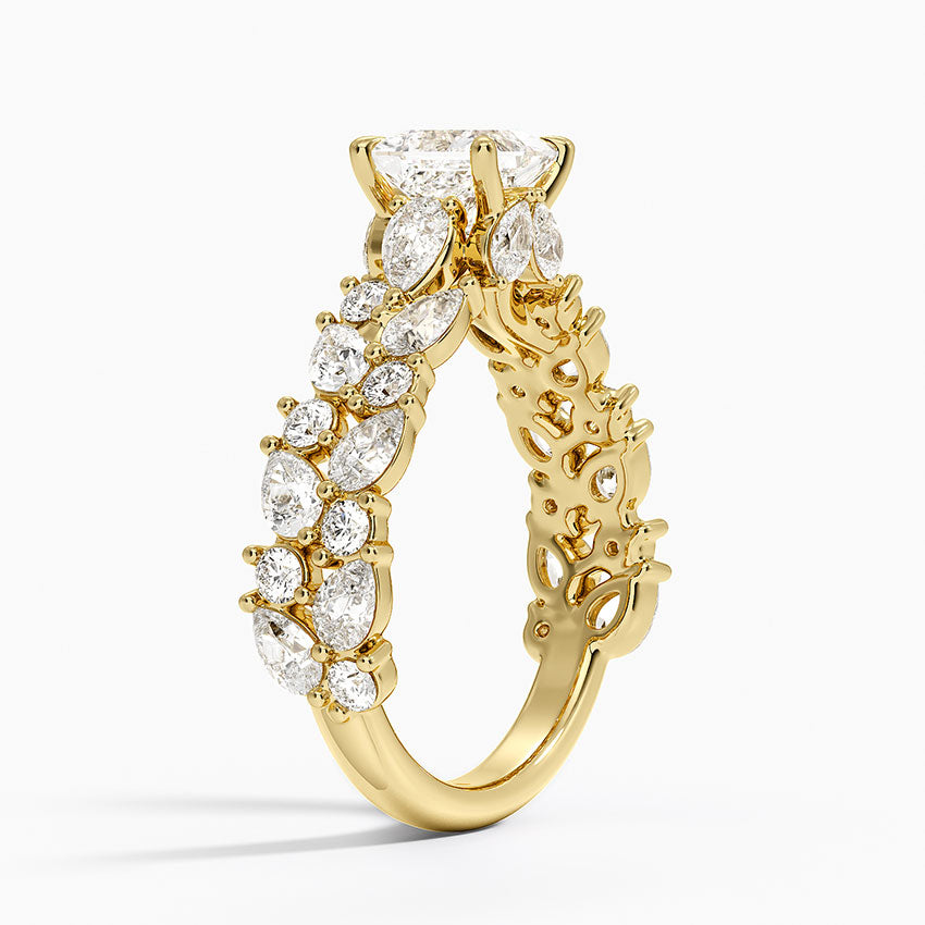 Olivetta Double Row Diamond Ring (2 1/2 ct. tw.) Yellow Gold 18k Princess Engagement Ring