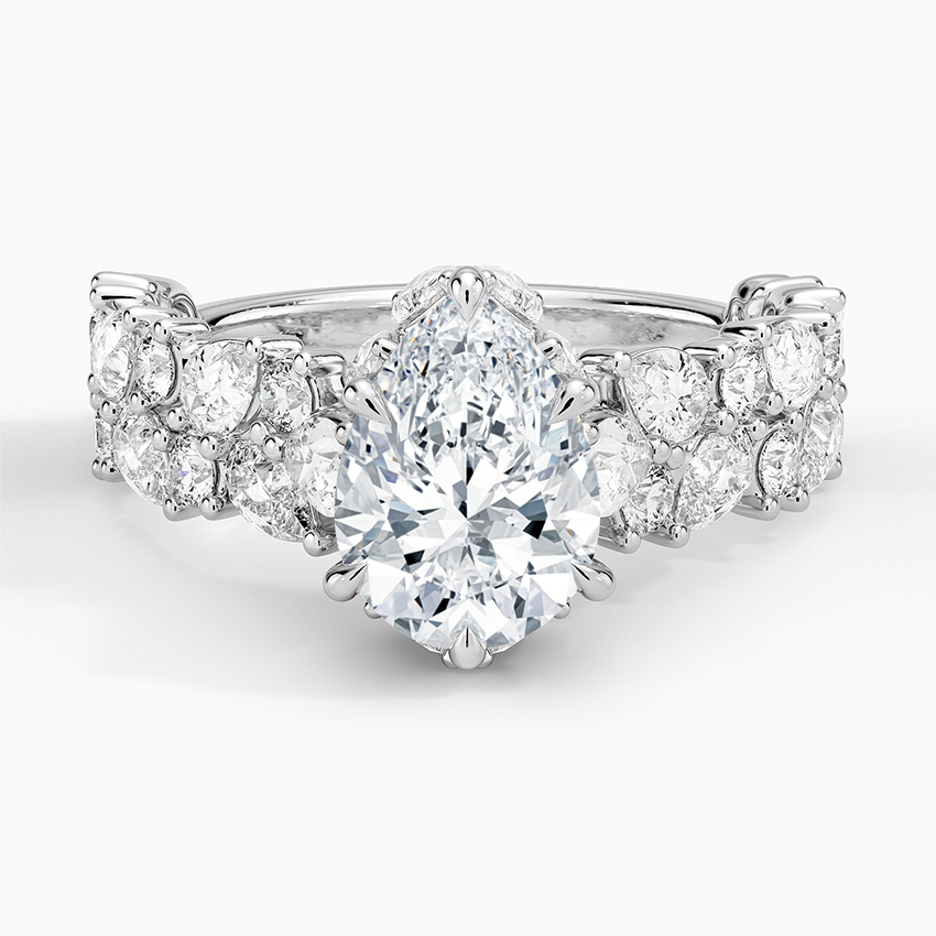 Olivetta Double Row Diamond Ring (2 1/2 ct. tw.) Platinum Pear Engagement Ring