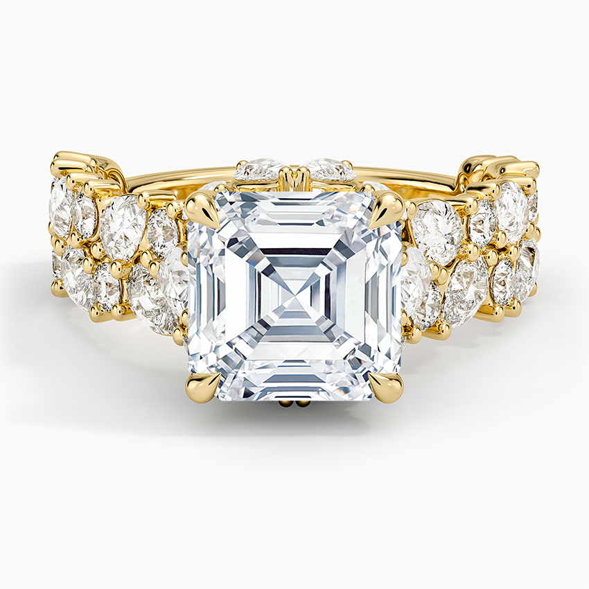 Olivetta Double Row Diamond Ring (2 1/2 ct. tw.) Yellow Gold 18k Asscher Engagement Ring