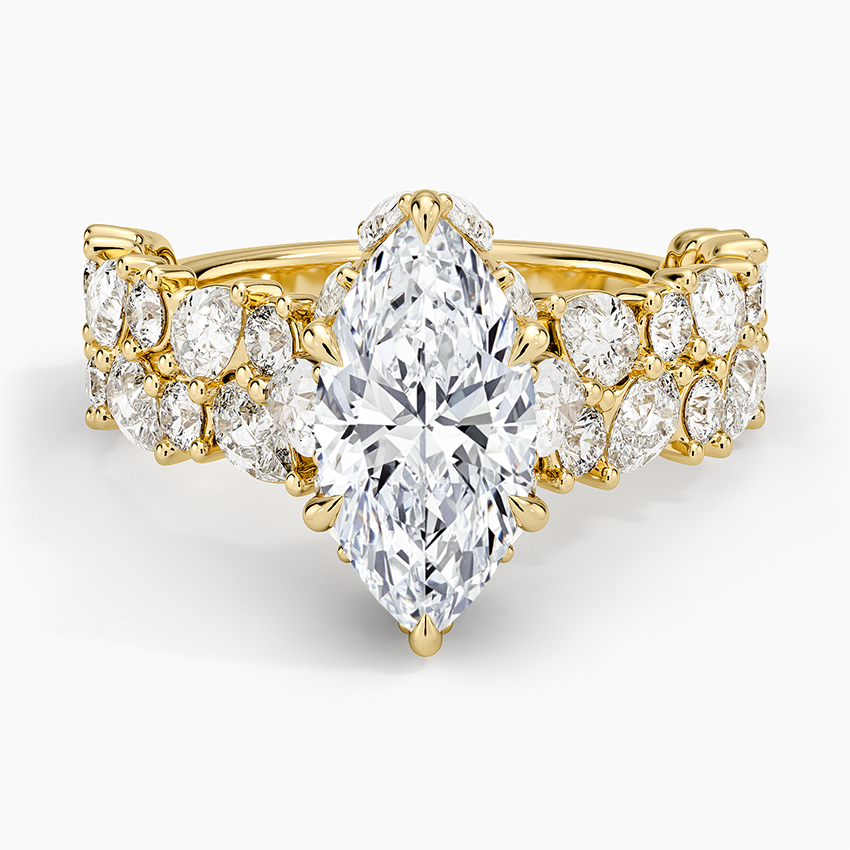 Olivetta Double Row Diamond Ring (2 1/2 ct. tw.) Yellow Gold 18k Marquise Engagement Ring