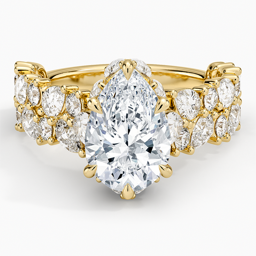 Olivetta Double Row Diamond Ring (2 1/2 ct. tw.) Yellow Gold 18k Pear Engagement Ring