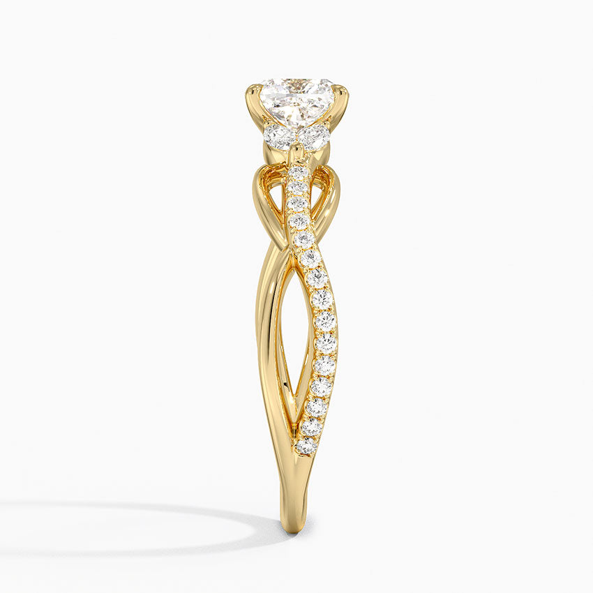Garland Diamond Ring Yellow Gold 18k Cushion Engagement Ring