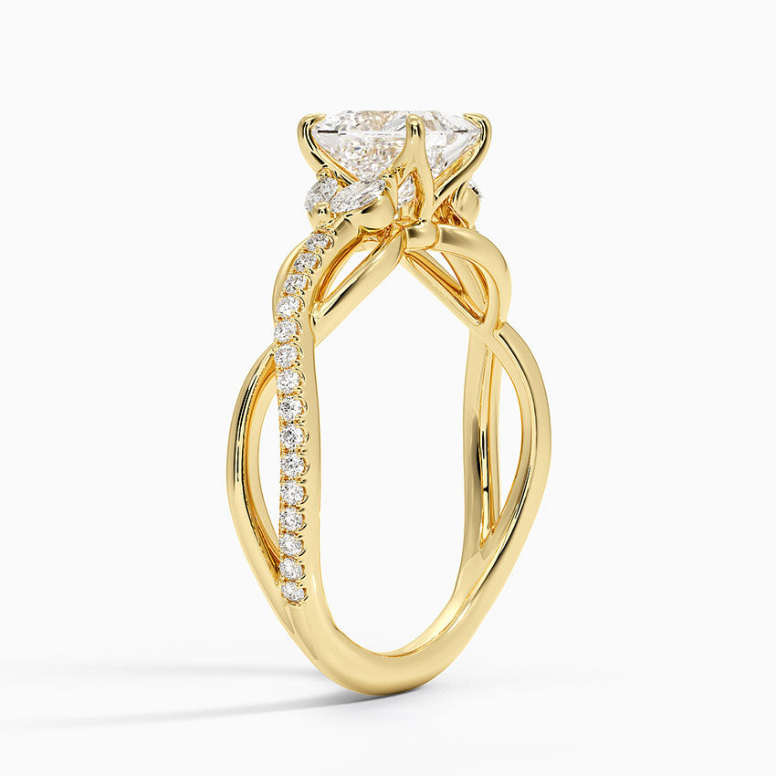 Garland Diamond Ring Yellow Gold 18k Princess Engagement Ring