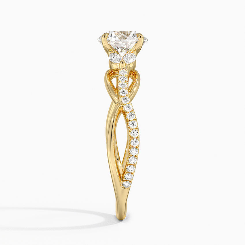Garland Diamond Ring Yellow Gold 18k Round Engagement Ring