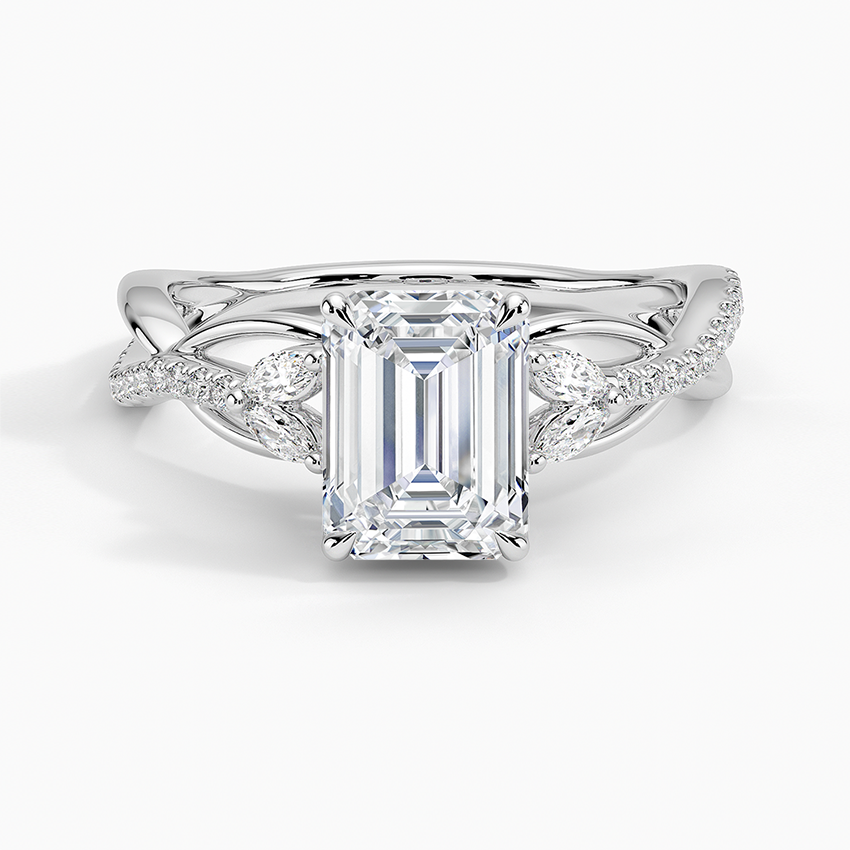 Garland Diamond Ring Platinum Emerald Engagement Ring