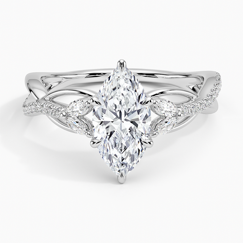 Garland Diamond Ring Platinum Marquise Engagement Ring