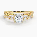 Garland Diamond Ring Yellow Gold 18k Asscher Engagement Ring