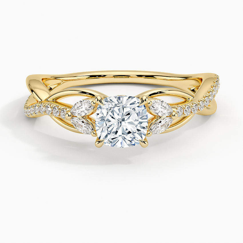 Garland Diamond Ring Yellow Gold 18k Cushion Engagement Ring