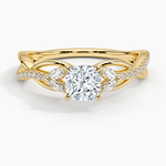 Garland Diamond Ring Yellow Gold 18k Cushion Engagement Ring