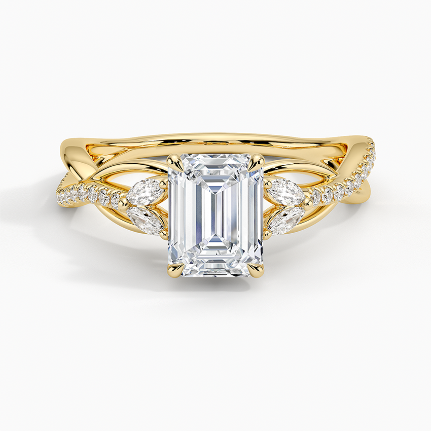 Garland Diamond Ring Yellow Gold 18k Emerald Engagement Ring