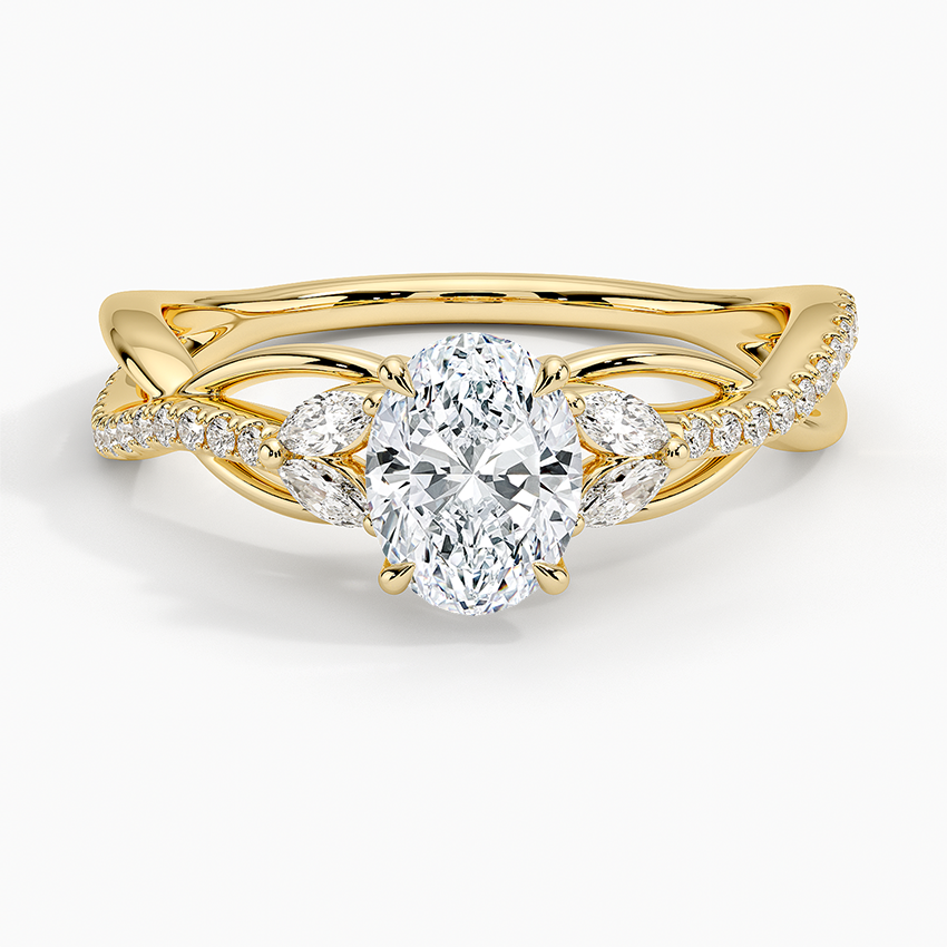 Garland Diamond Ring Yellow Gold 18k Oval Engagement Ring