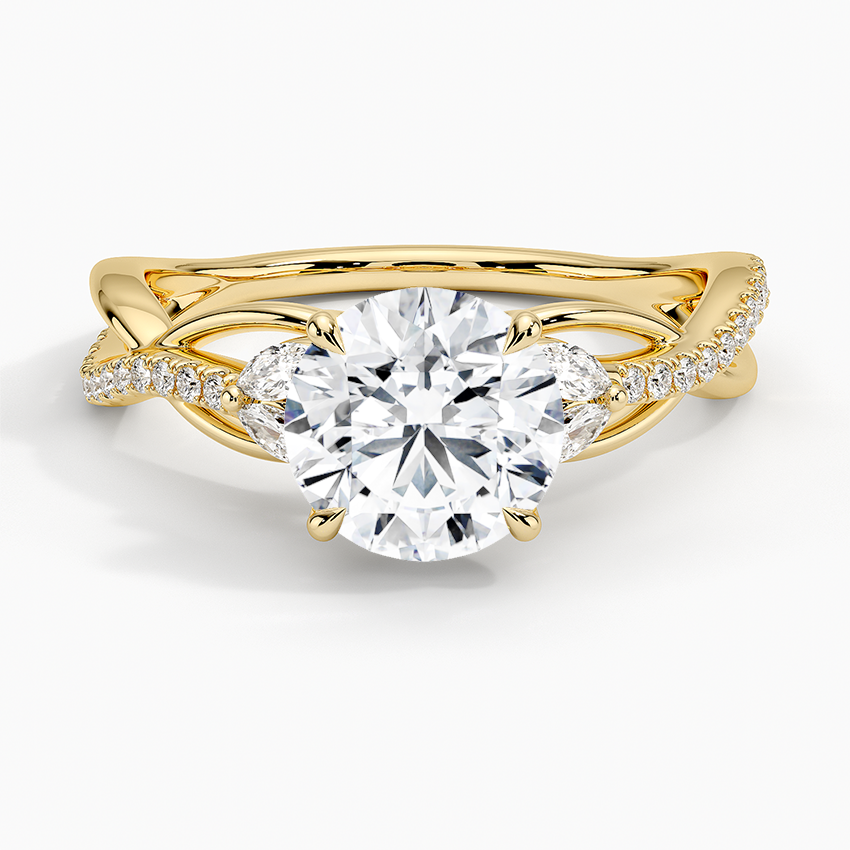Garland Diamond Ring Yellow Gold 18k Round Engagement Ring