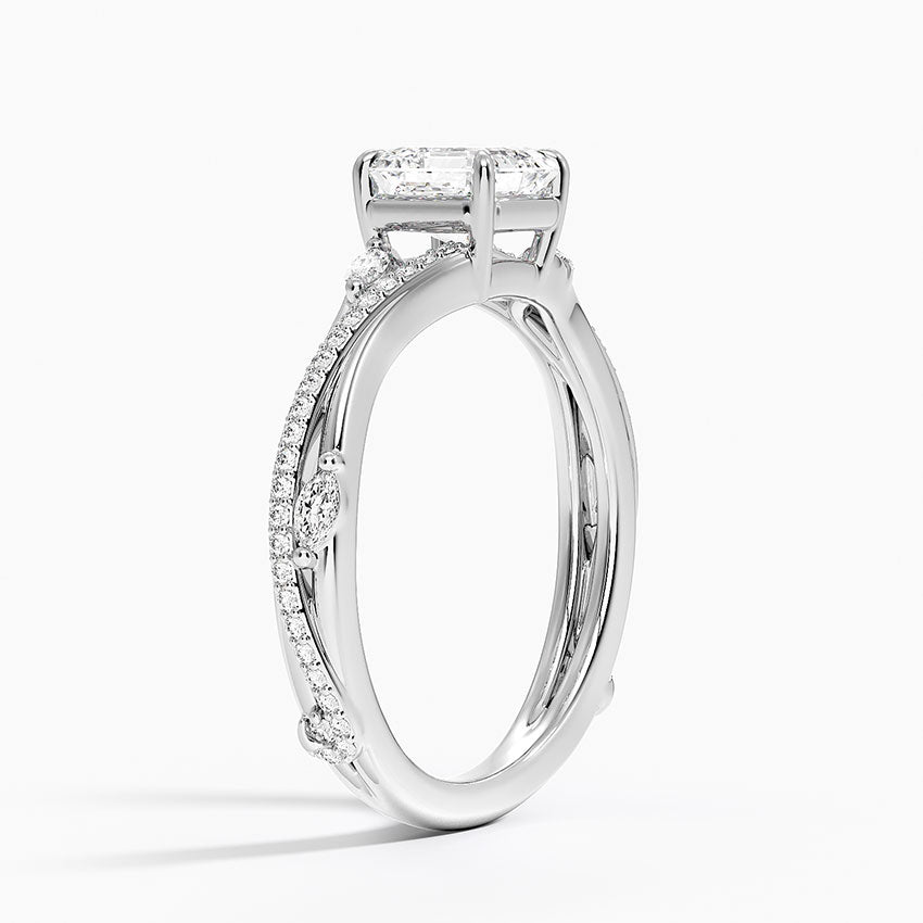 Begonia Vine Diamond Ring (1/4 ct. tw.) Platinum Asscher Engagement Ring