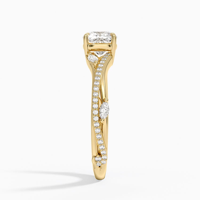 Begonia Vine Diamond Ring (1/4 ct. tw.) Yellow Gold 18k Cushion Engagement Ring