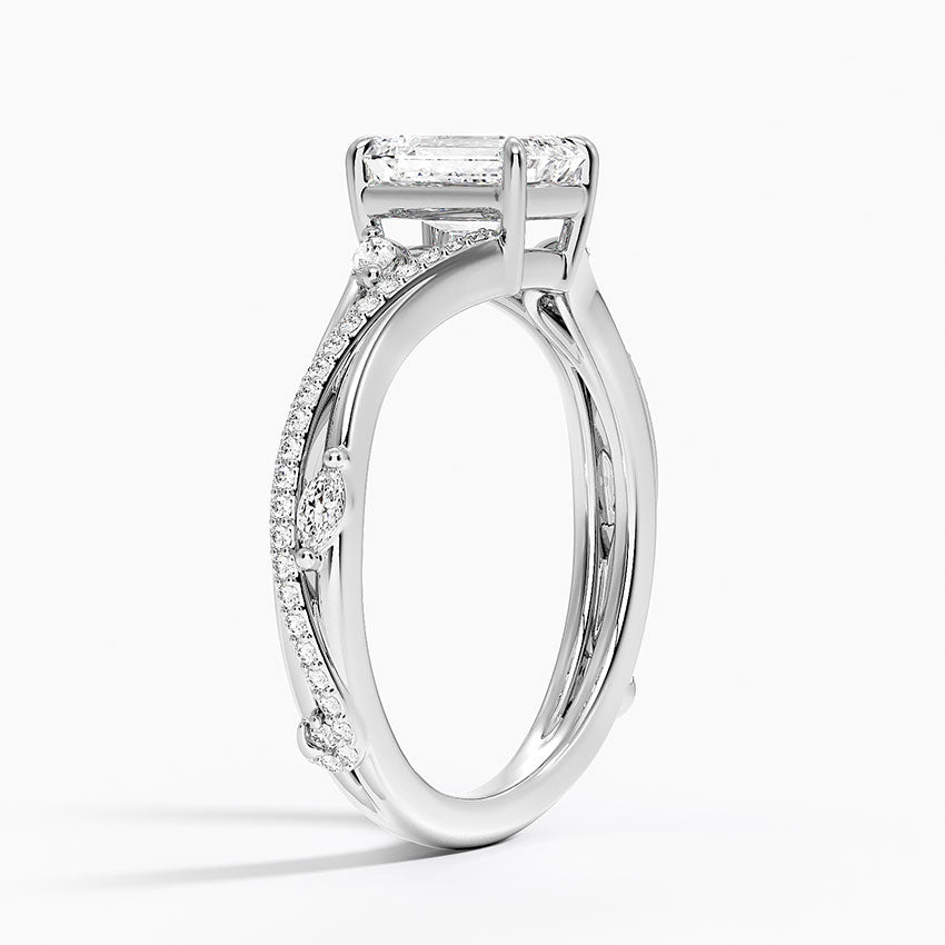 Begonia Vine Diamond Ring (1/4 ct. tw.) Platinum Emerald Engagement Ring